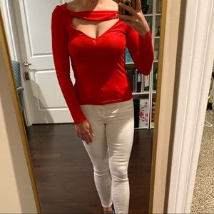 Red long sleeve top